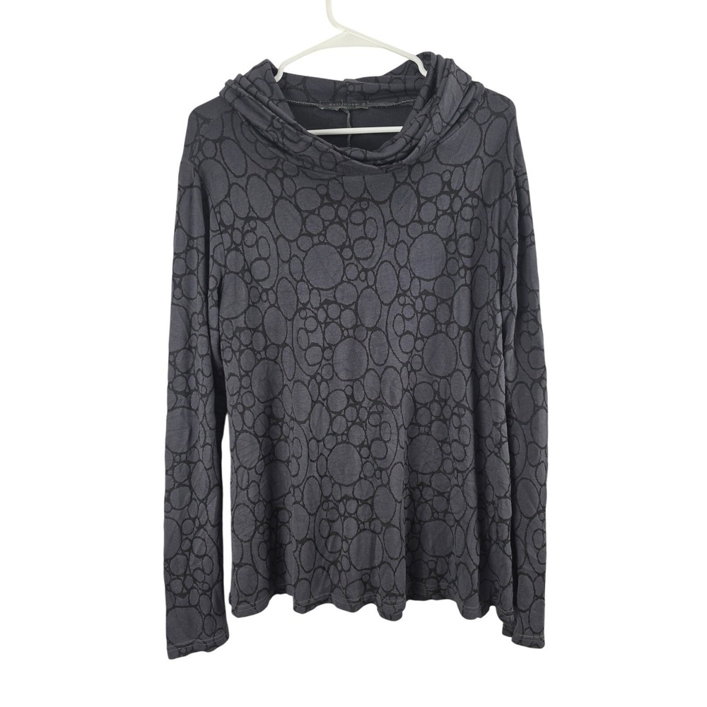 Cut Loose Cowl Neck Lagen Look Long Sleeve Top M Womens Geometric Gray